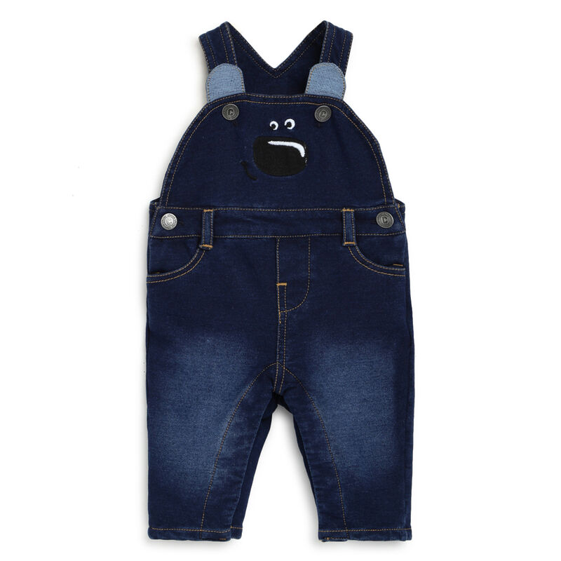 Boys Dark Blue Solid Long Dungaree image number null